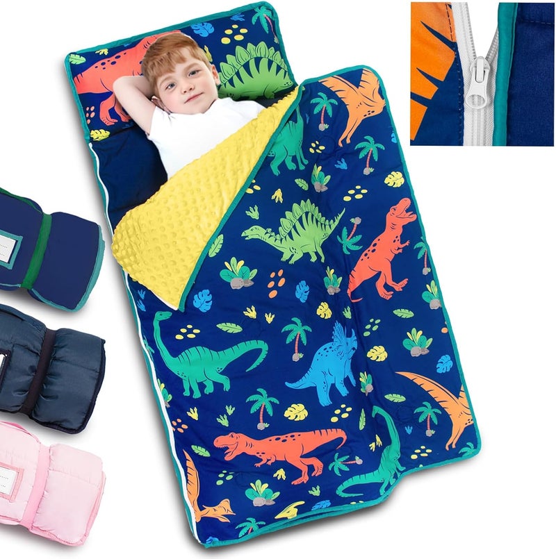 PRIMLECT Toddler Nap Mat with Detachable Blanket and Removable Pillow, Kids Sleeping Bag 55''x35'' for Daycare Preschool Kindergarten, Toddler Sleeping Mat for Boys and Girls - Image 1